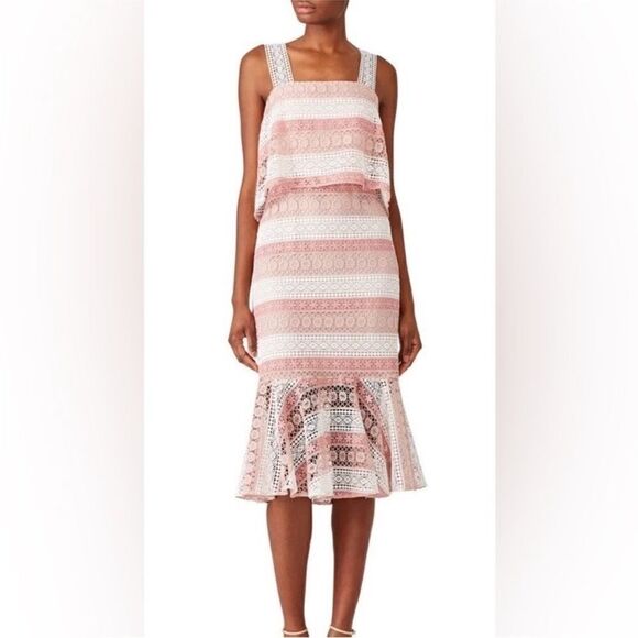 Shoshanna Dresses & Skirts - Shoshanna Chic Pink crochet Lace Layered Dress, US8